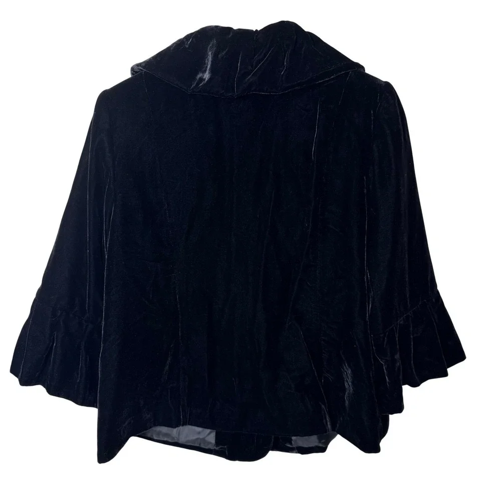Lane Bryant Jacket 14 Black Velvet Bell Sleeve Puff Collar Cocktail Victorian - Picture 6 of 8